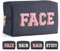 MAGEFY Chenille Letter Kleine Kosmetiktasche Make up Tasche für Handtasche Cord Make up Tasche mit Fächern Reise Make up Tasche für Mädchen Frauen-Schwarz, FACE
