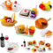 Miniatur Lebensmittel Puppenhaus, Miniatur Puppenhaus Zubehör Essen, Miniatur Wichtel Zubehör mit Miniatur Hamburger, Eier, Toast, Kuchen, Pommes, Obst, 1:12 Miniatur Küchenzubehör Puppenhaus Essen