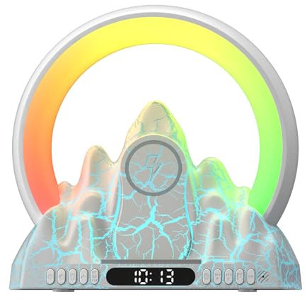 MOJNSERGU Wake Up Light with Sunrise/Sunset Simulation, Dual Alarms, Snooze, Sleep Aid, 10 Relaxing Songs, Sunrise Alarm Clock for Kids, Adults, Heavy Sleepers, Ideal for Gift(White)