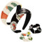 etoenbrc 2 Stück Polyester Breite Stirnbänder und Scrunchie für Frauen, Sushi Muster Stirnbänder Haarband Mode Anti-Rutsch Haarreifen für Mädchen Frauen Haarschmuck