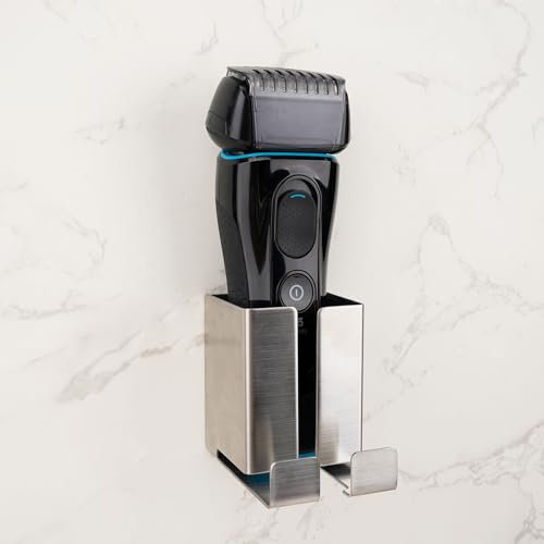 Linkidea Stainless Steel Shower Razor Holder Compatible with Philips Norelco 9, 7, 5 Series, Electric Shaver Storage Organizer, Men's Bathroom Wall Mount Rack Accessories (Silver)