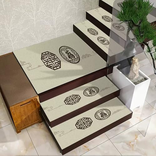 Rutschfeste Stufenmatten für Holzstufen I Treppe C mit Gummirückseite, Stufenmatten und Läufer, 1 x (26 x 80 cm)