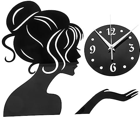 IMIKEYA Wanduhr Mit Spiegel Für Mädchen Spiegel Wecker Runde Aufkleber Wanduhren Wohnzimmer Anzeige Vintage Uhr Dekorationen Wecker Süß Selbstklebende Türnummern Uhrdekor Radio Acryl Black