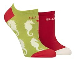 Elle Ladies No Show Socks -Plain Patterned and Striped Soft Breathable Bamboo Material in a Multipack of 2 Size 4-8 (UK, Numeric, 4, 8, Regular, Regular, Coastal Joy Patterned)