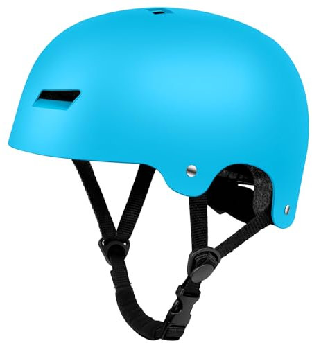 LeapBeast Casco Bici,Caschetti da Pattinaggio a Rotelle Vestibilità Regolabile,Calotta ABS + EPS Caschi da Bici Traspirante per Uomo Donna,Casco da Elettrico Skateboard (Blu opaco, L)