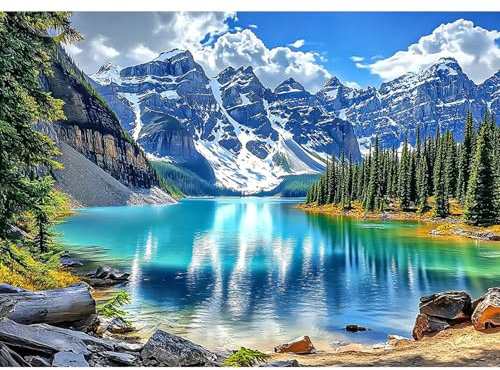 DAERLE DIY Diamond Painting Berge und See, Diamond Painting Erwachsene Landschaft, 5D Diamant Painting Bilder, Mosaikherstellung Bastelset für Haus Wanddeko 40x30cm