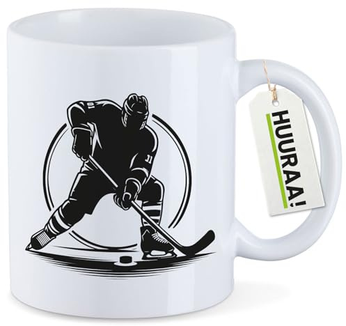 Huuraa Kaffeetasse Eishockey Hockey Geschenk | Motivtasse 330ml Weiß Keramik Tasse mit Spruch Kaffeebecher Geschenkidee Becher mit Motiv