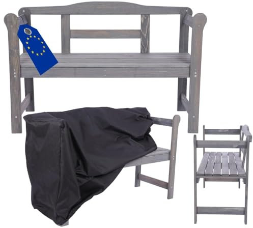 MODO24 Gartenbank aus Holz, Schutzhülle aus Cordura, Parkbank, Gartenmöbel, Sitzbank, Bank Friesenbank, Holzbank, 2-Sitzer, In- & Outdoor, FSC-Holz, Abmessungen 46x118x78 cm, Farbe: Grau