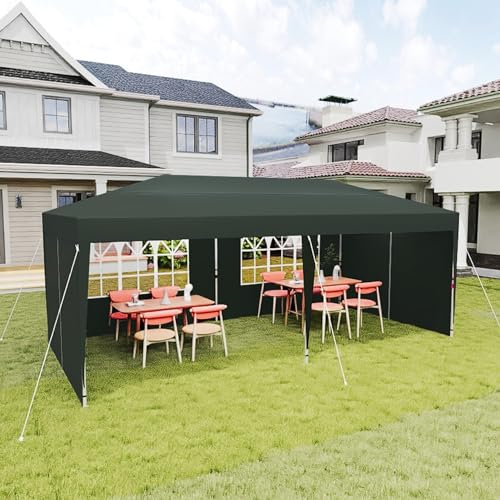 NAIZY Faltpavillon 3x6 m Pavillon Wasserdicht Gartenpavillon mit 4 Seitenteilen und Tragetasche Faltbar Zelt Polyester Partyzelt UV-Schutz Metall-Verstrebungen, Grün