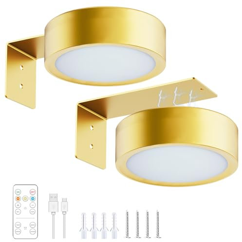 AVCXEC Lot de 2 Eclairage Tableau Sans Fil avec TéLéCommande, avec 3 TempéRatures de Couleur, Lampe Tableau Sans Fil Rechargeable par USB, Eclairage Tableau Led Pile pour Portraits, Peinture, Photos