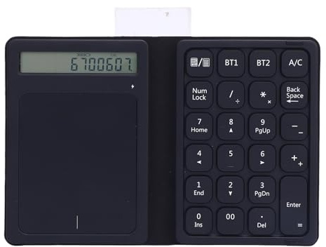 Yanmis 3 in 1 Bluetooth -Number -Pad, 23 Taste Numeric -Tastatur mit Num -Sperrschlüssel, Großer Touchpad Tragbarer Numpad Typ C Ladung für Laptop -Tablet -PC
