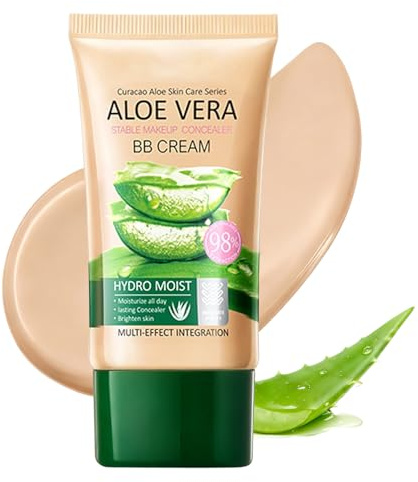 BB Cream - Feuchtigkeitsspendende BB Cream mit Aloe Vera, Foundation Make up Pilz Luftkissen Getönte Tagescreme, Für einen ebenmäßigeren Teint, Nicht fettende Textur, Natürliche Farbe,40ml