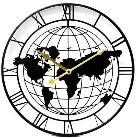 Taodyans Vintage Wanduhr Ohne Tickgeräusche, Große Römische Ziffern 40cm Wanduhr, Metall Skelett Uhr Wohnzimmer Küche Cafe Büro Wohnkultur Geschenk (Karte)