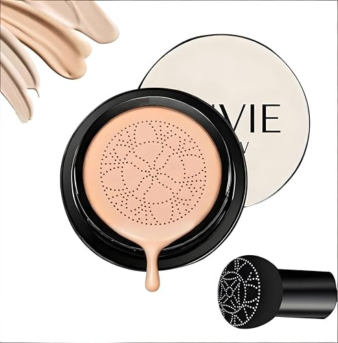 Glow Foundation Cushion, Mushroom Head Air Cushion CC Cream, CC Cream Foundation Make Up Concealer for Face, Moisturising Long Lasting