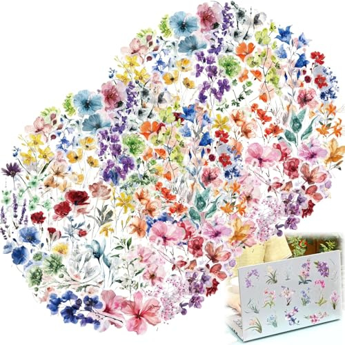 OliveBreeze 100 Stück Grün Pflanzen Aufkleber,Aufkleber Hochzeit Gästebuch,Pflanzen Scrapbooking Dekosticker,Selbstklebende Blume Sticker,wasserdichte Blumenstil Papieraufkleber,Blume