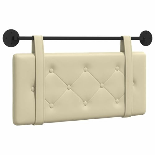 vidaXL Hängendes Kopfteil Creme Kunstleder, Modernes Schlafzimmer, Rechteckiges Wandkopfteil, Gepolsterte Rückenlehne, Minimalistisches Design, Platzsparend und elegant
