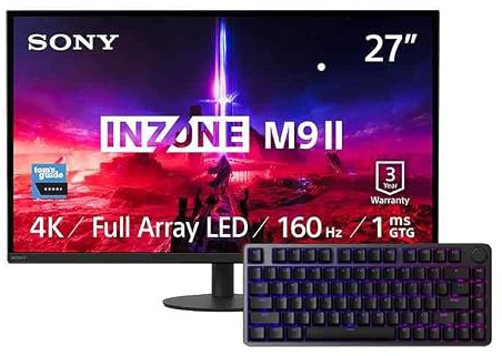 Sony INZONE M9II 27 4K Ultra HD PC Gaming Monitor, Schwarz + INZONE Keyboard (US)
