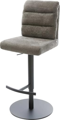 DELIFE Barstuhl Pela-Flex Drehfuß höhenverstellbar Metall Schwarz Bouclé Soft Schlamm