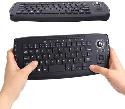 Plyisty 2.4GHz Wireless Mini Keyboard with Trackball & Scroll Wheel, Trackball Mouse Keyboard, for PC Mac Android TV Box Remote Controller