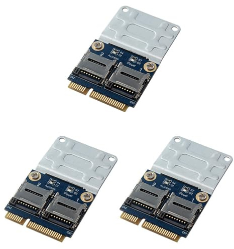 CTRLZS 3X 2 SSD HDD for Laptop Dual Micro- SD SDHC SDXC TF to Mini PCIe Memory Card Reader MPCIe to 2 Mini-Sdcards Adapter