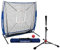 PowerNet 5x5 Übungsnetz + Deluxe Tee + Schlagzone + gewichteter Trainingsball Bundle | Baseball Softball Pitching Batting Coaching | Arbeiten Sie an Pitch Accuracy | Bauen Sie Vertrauen auf die Platte
