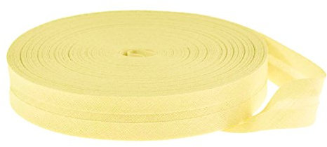 25m Baumwoll-Schrägband uni 20mm breit gefalzt Einfassband 50 Farben wählbar, Farbe:pastellgelb