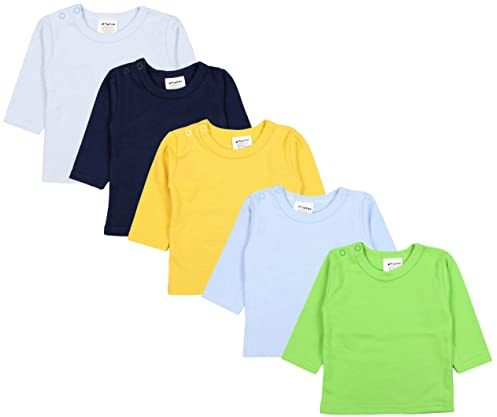 TupTam Baby Jungen Langarmshirt Gestreift 5er Set, Farbe: Mehrfarbig 2, Größe: 98