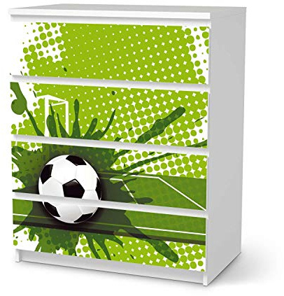 Möbel Klebefolie für Kinder - passend für IKEA Malm Kommode 4 Schubladen I Tolle Möbelfolie für Kinder-Möbel Deko I Design: Goal