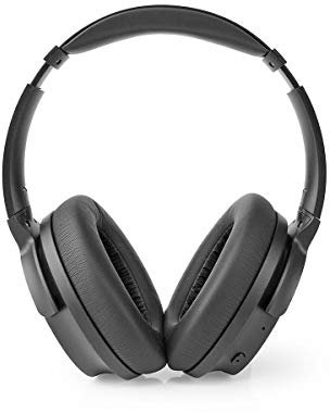 Nedis - Bluetooth Kopfhörer - Over-Ear - 24 Stunden Wiedergabezeit - Noise Cancelling - mit Aufbewahrungshülle - Schwarz, one-Size