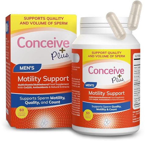 Conceive Plus Men's Motility Support - Boost Sperm Quality & Count - Enhanced Male Reproductive Health & Fertility - Male Motility Supplement With Ginseng, Zinc, L-Arginine & L-Carnitine - 60 Capsules