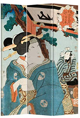 Fine Asianliving Paravent Raumteiler Japanisch Orientalisch Chinesisch Beidseitig L120xH180cm Spanische Wand Trennwand Room Divider Raumtrenner Sichtschutz Bedruckte Canvas Asiatisch