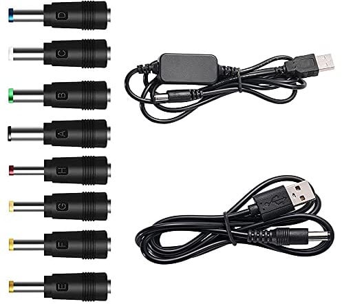 GutReise Cavo di alimentazione convertitore USB da 5 V a CC 12 V (inferiore a 2 A max per 8 Watt) + 8 connettori Adattatore Cavo di alimentazione da USB a CC