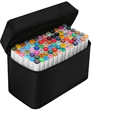 Shoze Colorful Art Pens - 80 Twin Tip Permanent Markers, Alcohol Based, Ideal for Adults & Kids - White Included