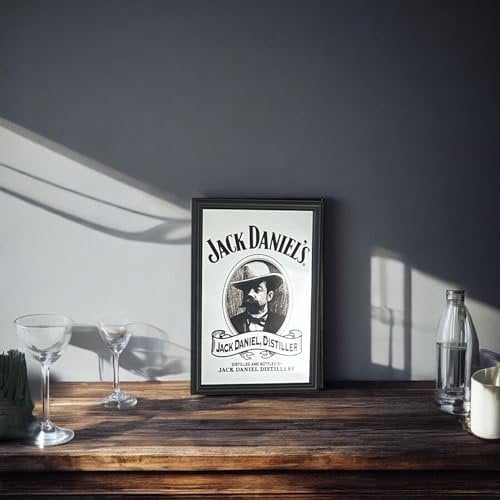 Jack Daniels Head Close up Wooden Framed Small Mirror