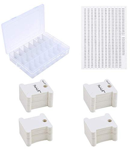 Peirich Stickgarn Organizer Box - 24 Fächer mit 100 Hartseiden-Spulen und 459 Farbnummernaufklebern - Großes Geschenk für den Muttertag