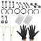 YancLife 42Pcs Set Professional Body Piercing Tool Kit, Stainless Steel with Clamp Gloves Piercing Needle Tool Kit for Lip Stud Eyebrow Earring Navel Ring Full Body Piercing (Black)
