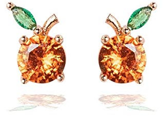 SALAN S925 Anti-allergie Post 18 Karat Vergoldete Zirkon-Ohrstecker Mode Kristall Ananas Banane Pfirsich Apfel Zitrone Kirsche Frucht Ohrstecker