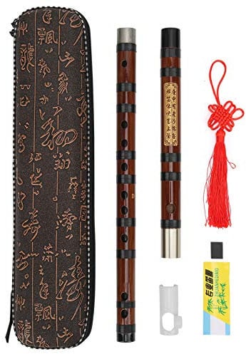 Walfront Flûte en Bambou D-Key Dizi Bitter Bamboo Flute For Beginners With Lettering Body 8 Years Dry Material Dizi Kit Chinese Music Instrument