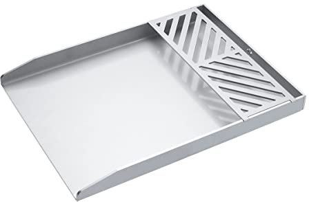 Universal Edelstahl Grillplatte/Plancha 300 x 400 mm inkl. Warmhalterost