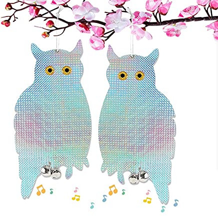 【Phantasy】 Lot de 2 hiboux dissuasifs pour Pigeons/Oiseaux, épandeur réfléchissant, Chasse-Pigeons, Effrayant Les Pigeons, éloigner Les Pigeons, décoration pour protéger Le Balcon et Les Plantes