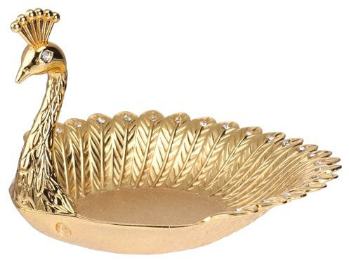 Happyyami Golden Fruit Tray Zinc Alloy Decorative Snack Plate for Home Dining and Party Use Smooth Edge Storage Bowl for Fruits and Nuts