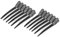 12 pinzas para el cabello de pico de pato, pinzas de acero antideslizantes para teñir y seccionar, pinzas para el cabello para corte de pelo de barbero, peluquería(negro)