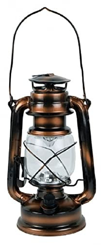 linoows LED Sturmlaterne, Retro Gartenlaterne, Camping Petro Lampe dimmbar Bronze 24 cm