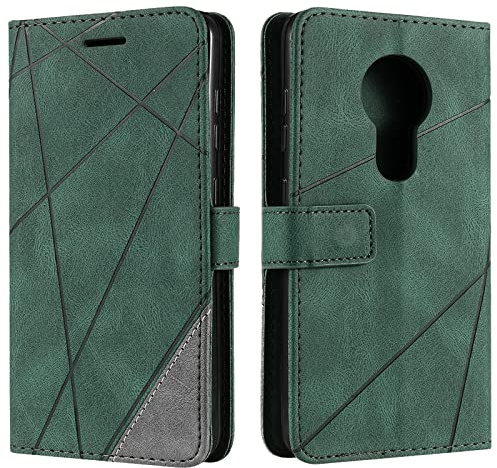 Vankii Kompatibel mit Nokia 7.2 / Nokia 6.2 Hülle, Flip Wallet Handyhülle PU Leder Brieftasche Tasche Case Stoßfeste Schutzhülle [Kartenschlitzen] [Magnetverschluss] [Standfunktion] (Grün)