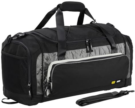 MIER Gym Bag for Men Large Sports Bags Travel Duffle Holdall with Shoe Compartment for Weekender Overnight Workout, 60L (Black)