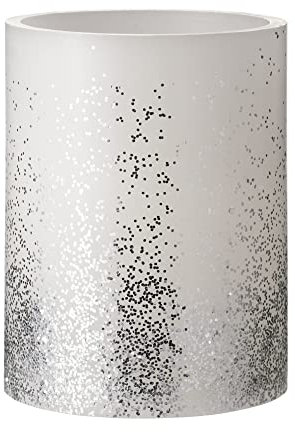 Pauleen 48247 Glowing Glitter BIG Candle Wachskerze mit Batterie und Timerfunktion 6H Timer Weiß/Silber, 1er-Set