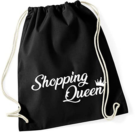 Huuraa Turnbeutel Shopping Queen Geschenk 12 Liter Black Baumwolle Shopping Queen Präsent