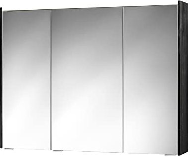 Sieper Spiegelschrank KHX mit LED Beleuchtung 100cm breit, Badezimmer Spiegelschrank aus MDF | Holzdekor Dunkel