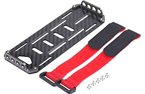 1:10 RC Car Battery Plate, SCX10 Carbon Fiber Mounting Plates with Tie Replacement Metal Tray Case Expansion Bracket Mounts Board Parts and Accessories Mount Holder for Crawler Cars Axial Model Toy