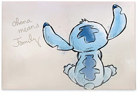 Open Road Brands Disney Lilo und Stitch Rückansicht Ohana bedeutet Familiengalerie, gewickelte Leinwand-Wanddekoration – großer Stich, Wandkunst für Zuhause